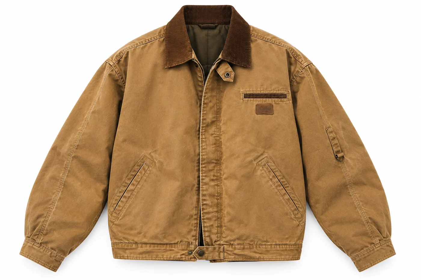 Brown workwear jacket styling reference